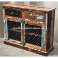 Recycled Wooden Sideboard Iron Jali Panel